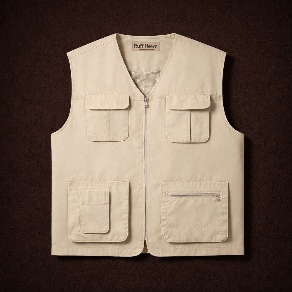 Ruff Hewn cream Utility Vest mens sz XL
